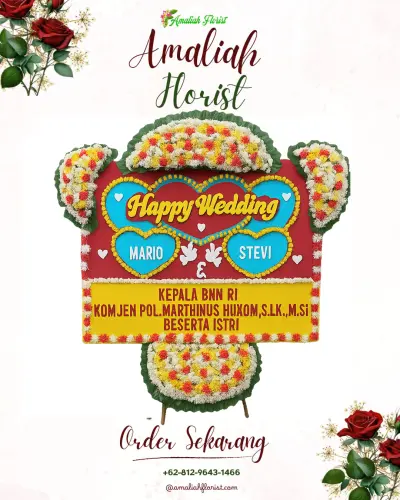 Karangan Papan Bunga Pernikahan di Batukaang